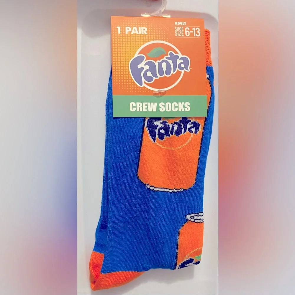 Fun Novelty Socks Featuring Orange Fanta Brand